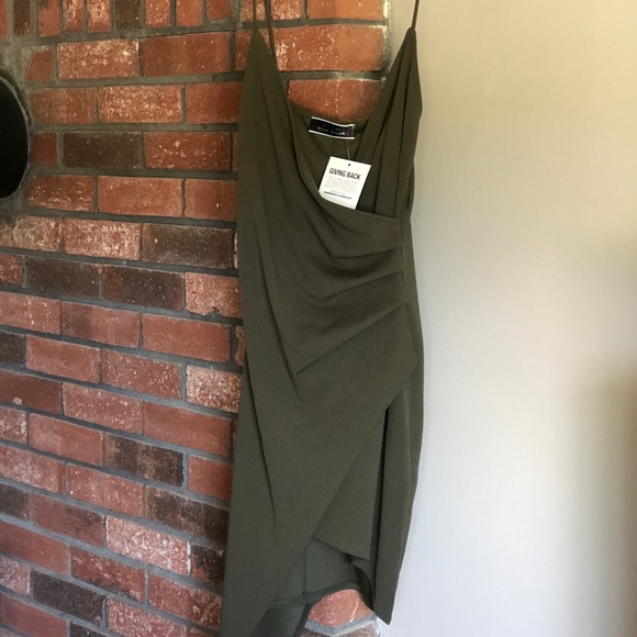 Blue Blush Dresses & Skirts - BRAND NEW Olive Ruched Dress with Asymmetrical Hem